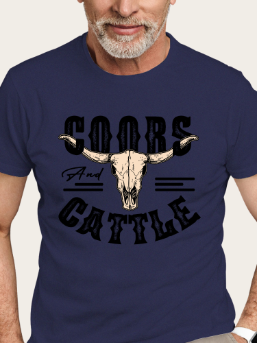 Coors and Cattle Shirt S-5XL Oversized Men's Short Sleeve T-Shirt Plus Size Casual Loose Shirt