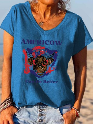 Americow Can be Better Shirt For Sweet Old Lady Loose Cutting V-neck T-Shirt