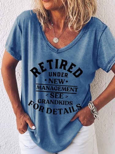 Retired Under New Management See Grandkids For Details Funny Words Shirts