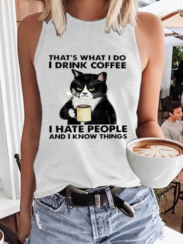 Funny Black Cat THAT'S WHAT I DO, Cat T Shirts For Men Funny Casual Knit Tank