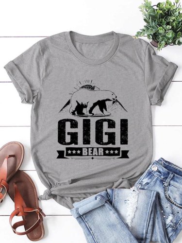 Gigi Bear Funny Print Casual Short Sleeve T-Shirt