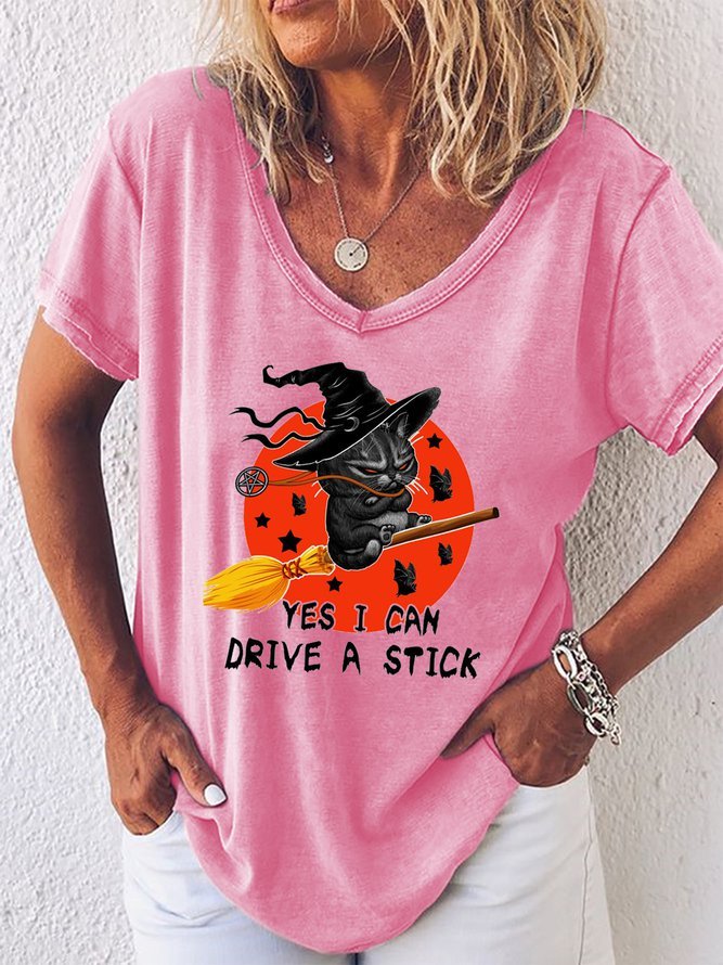 Yes I Can Drive A Stick Witch Cat Women's T-shirt