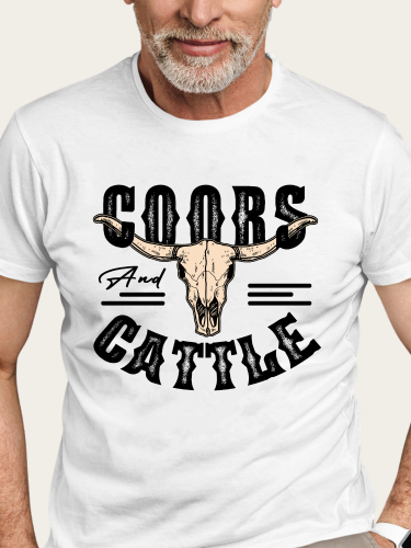 Coors and Cattle Shirt S-5XL Oversized Men's Short Sleeve T-Shirt Plus Size Casual Loose Shirt