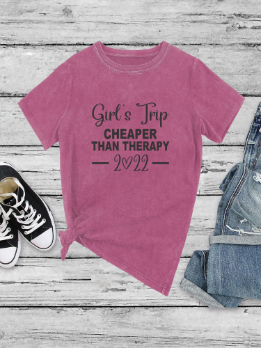 Girl Trip Better Than Therapy  Shirt Washed Vintage Color For Women Print  OversizeTee