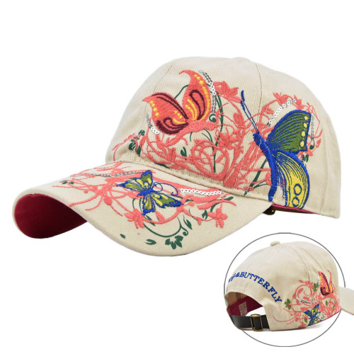 Free Gift On Order Over US$99--- Embroidered baseball cap Flower &Butterfly embroidered Baseball Cap
