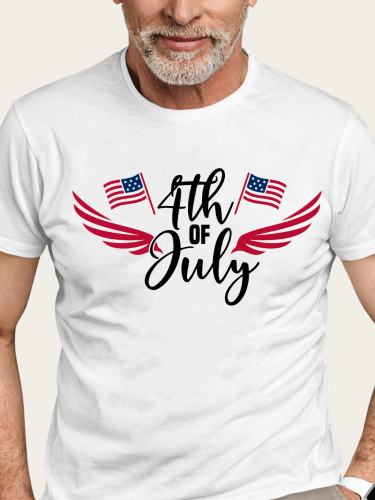 4th July American Flag Shirt S-5XL Oversized Men's Short Sleeve T-Shirt Plus Size Casual Loose Shirt