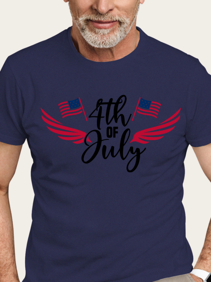 4th July American Flag Shirt S-5XL Oversized Men's Short Sleeve T-Shirt Plus Size Casual Loose Shirt