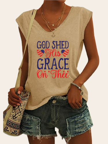 God Shed His Grace On Thee  Shirt  Loose Cutting V Neck Cap Sleeve Tank Top