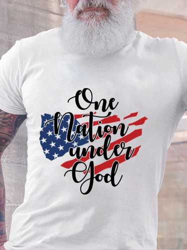 One Nation & God Christian t Shirt S-5XL Oversized Men's Short Sleeve T-Shirt Plus Size Casual Loose Shirt
