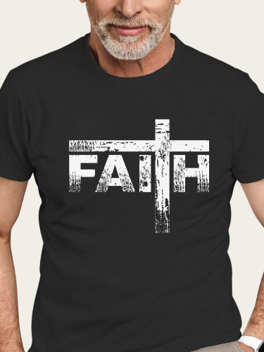 Faith Christian t Shirt S-5XL Oversized Men's Short Sleeve T-Shirt Plus Size Casual Loose Shirt