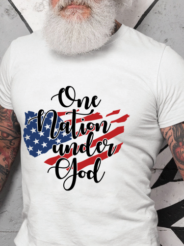One Nation & God Christian t Shirt S-5XL Oversized Men's Short Sleeve T-Shirt Plus Size Casual Loose Shirt