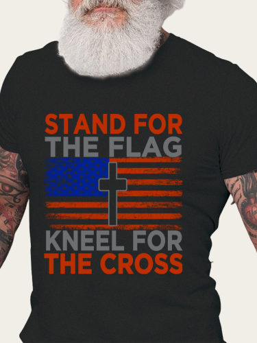 Stand For the Flag kneel For the Cross Christian t Shirt S-5XL Oversized Men's Short Sleeve T-Shirt Plus Size Casual Loose Shirt