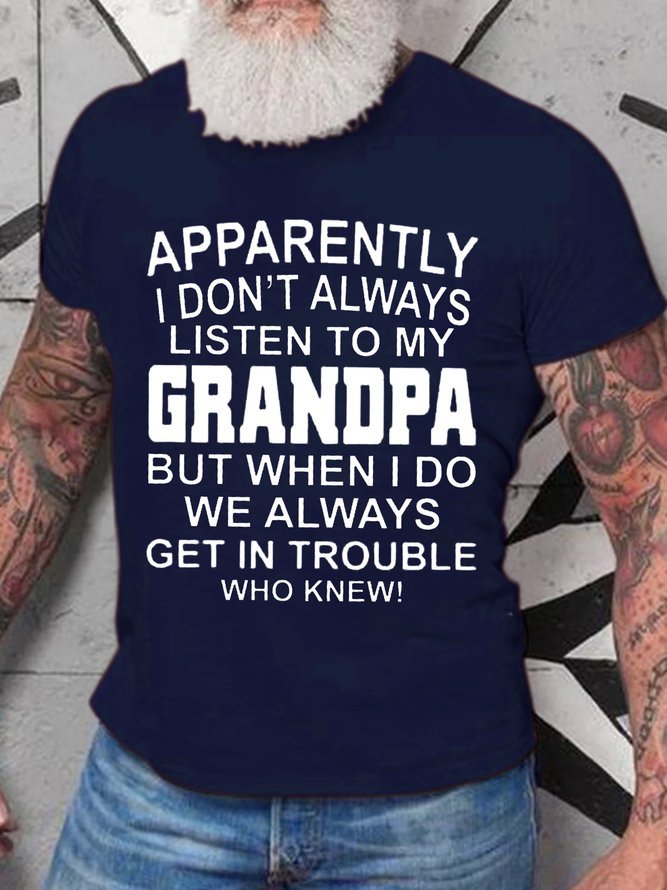 Apparently I Don’t Always Listen To Grandpa Enamel Campfire Crew Neck Short Sleeve Short Sleeve T-Shirt