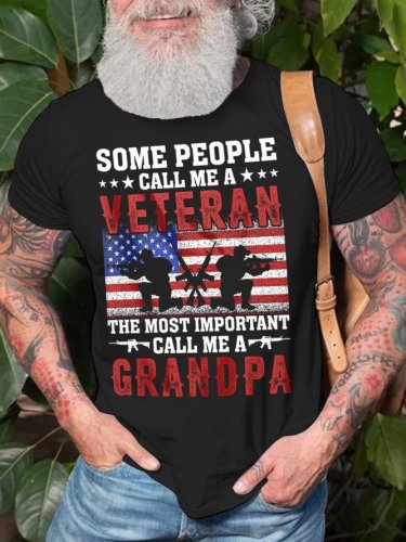 Veteran Grandpa Cotton Casual Short Sleeve Short sleeve T-shirt