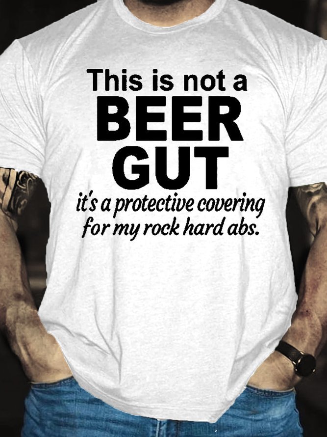 Funny Beer Shirts This Is Not A Beer Gut Cotton Casual Short Sleeve T-Shirt