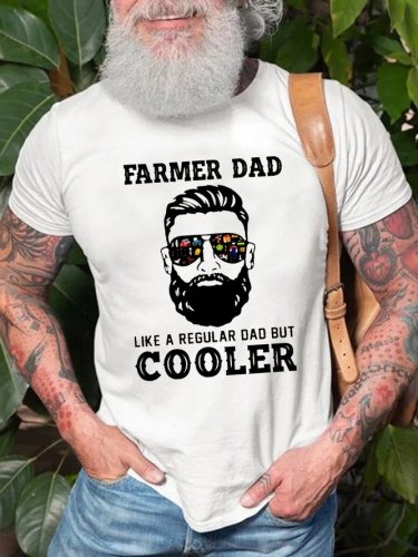 Farmer Dad like a regular Dad but Cooler Short Sleeve Crew Neck Vintage Short Sleeve T-Shirt
