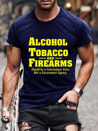 Alcohol Tobacco And Firearms Should Be A Convenience Store Cotton Vintage Short Sleeve Short Sleeve T-Shirt