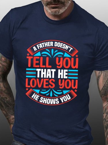 Men's Father's Day Casual Crew Neck Short Sleeve T-Shirt