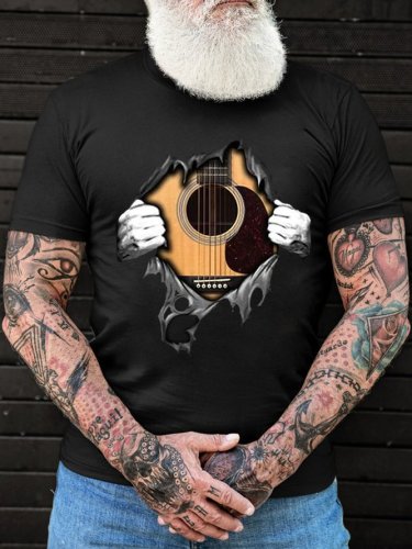 Women's Funny Guitar Lover Short Sleeve Round Neck T-Shirt