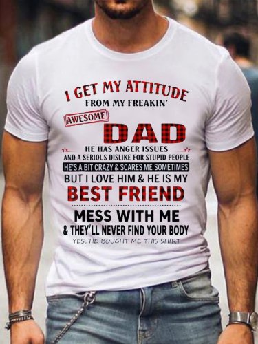 I Get A Awesome Dad Print Casual T-shirt