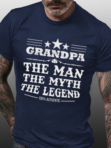 Funny Grandpa The Man The Myth The Legend Short Sleeve Casual Cotton Short Sleeve T-Shirt