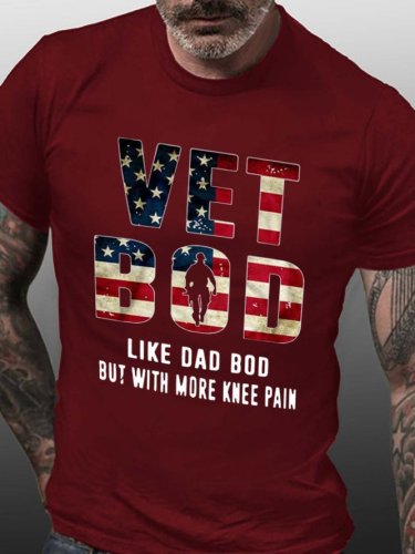 Vet Bod Like Dad Bod But With More Knee Pain Cotton Blends Short Sleeve Casual Shirts & Tops