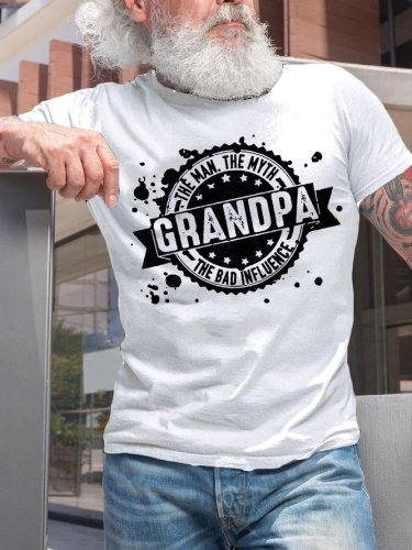 Funny Grandpa Casual Simple Crew Neck T-Shirt