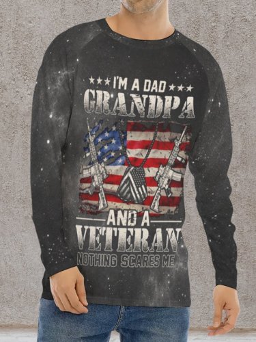 I'm A Dad Grandpa Veteran Short Sleeve Crew Neck Long sleeve T-shirt