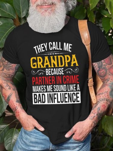 They Call Me Grandpa Crew Neck Casual Short Sleeve Short sleeve T-shirt