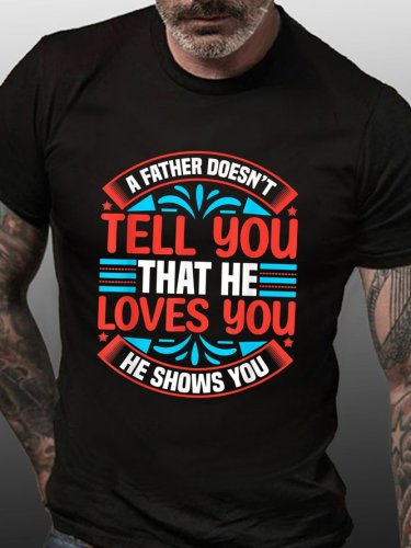 Men's Father's Day Casual Crew Neck Short Sleeve T-Shirt