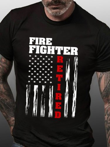 Fire Fighter Usa Flag Casual T-Shirt