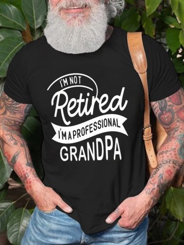 Professional Grandpa Casual Crew Neck Cotton Short sleeve T-shirt