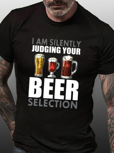 Beer Selection Fun Print Crew Neck T-Shirt