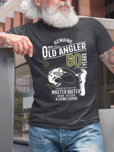 Premium Funny 60 Year Old Angler Motif Fisherman T-shirt