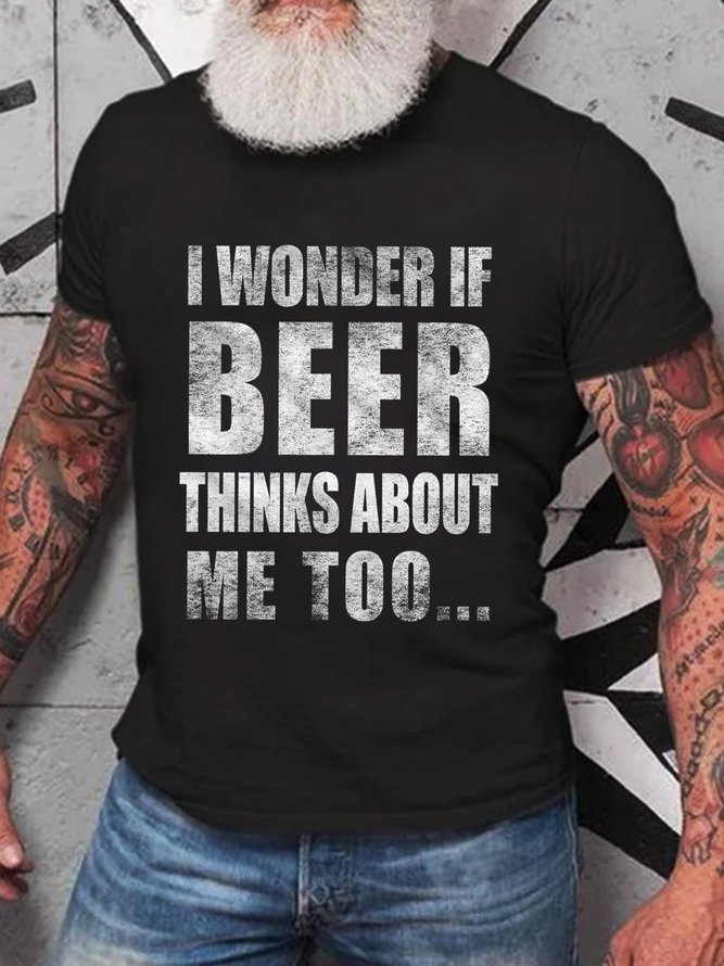 WONDER IF BEER THINKS ABOUT ME MEN'S TSHIRT