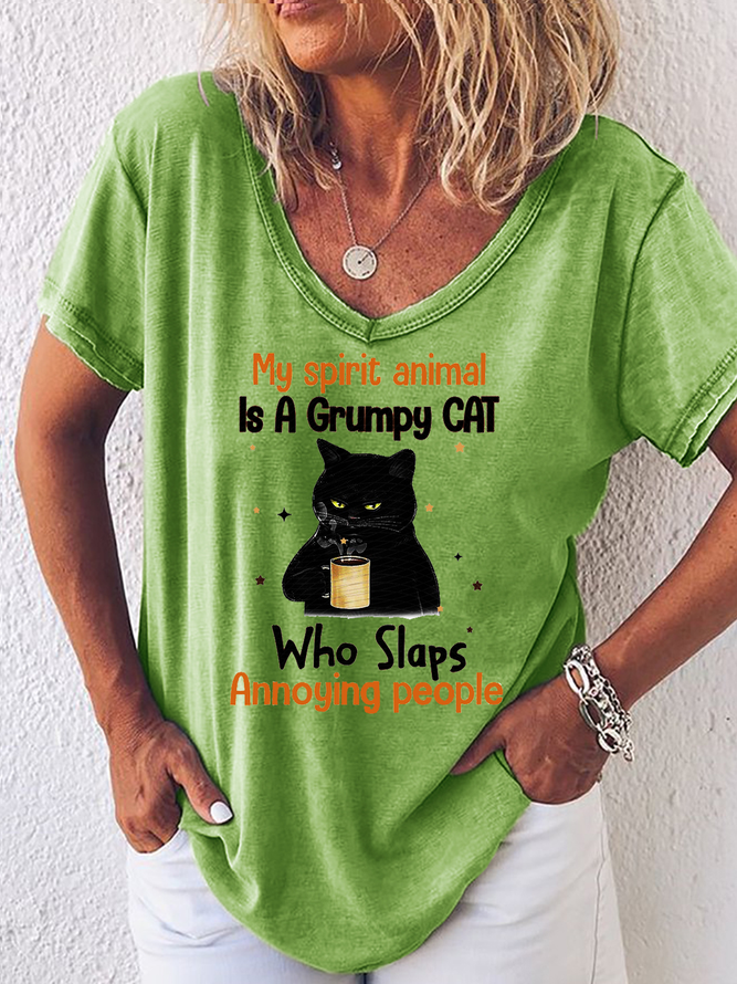 My Spirit Animal Is A Grumpy Cat Who Slaps Annoying People Shirts&Tops
