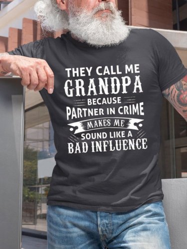 Grandpa Funny Letter Print Cotton T-Shirt