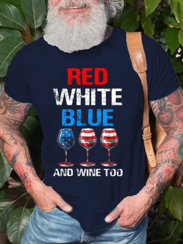 American And Wine Casual Short Sleeve T-Shirt