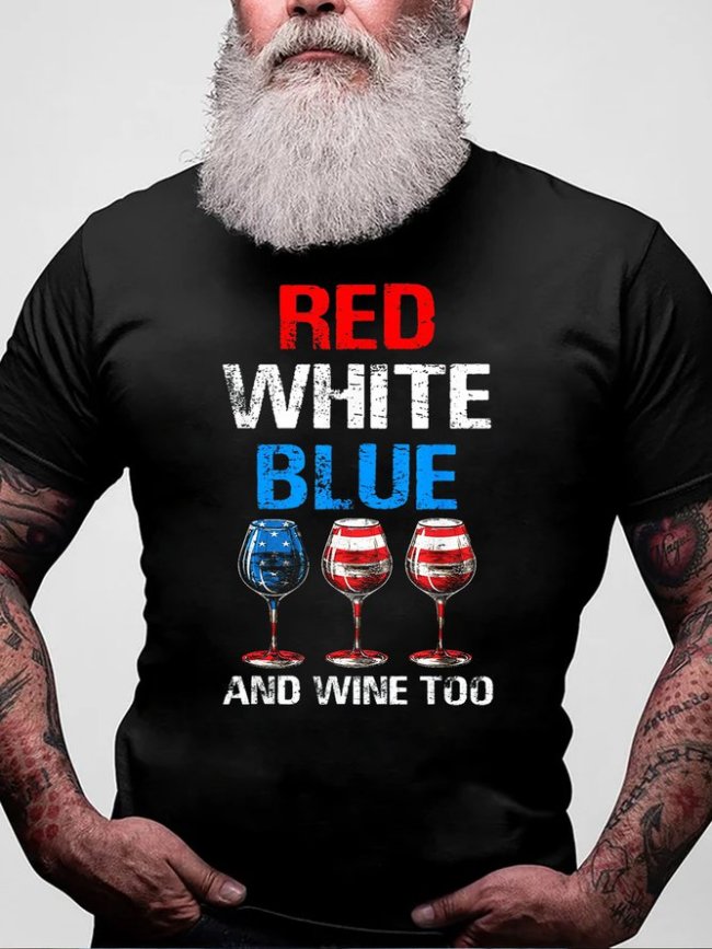 American And Wine Casual Short Sleeve T-Shirt