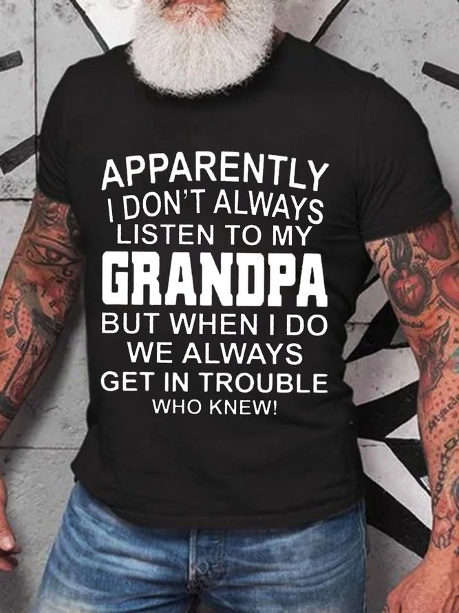 Apparently I Don’t Always Listen To Grandpa Enamel Campfire Crew Neck Short Sleeve Short Sleeve T-Shirt