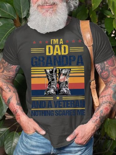 I’m A Dad Grandpa And A Veteran Casual Short Sleeve T-Shirt