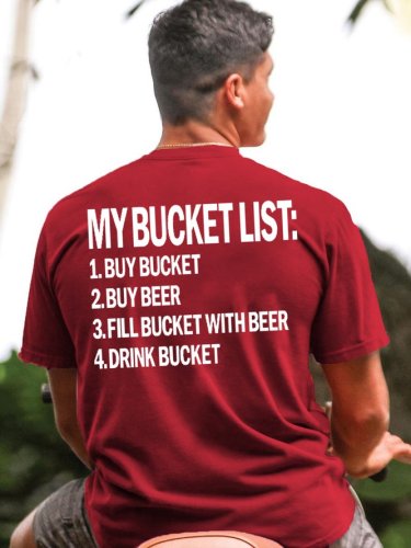 Funny My Bucket List Casual Short Sleeve T-Shirt