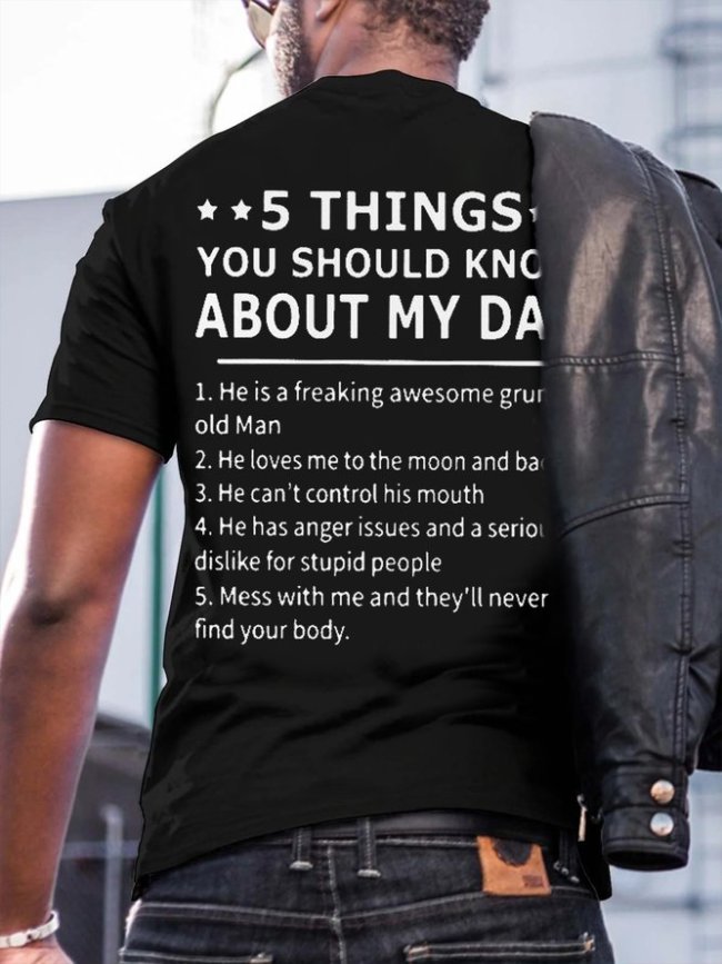 Five Things About My Dad Back Print Short sleeve T-shirt