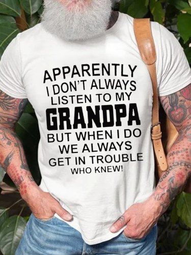 Apparently I Don’t Always Listen To Grandpa Enamel Campfire Crew Neck Short Sleeve Short Sleeve T-Shirt