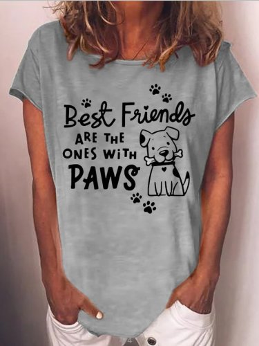 Funny dog ??print round neck short sleeve T-shirt