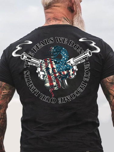 Skull Flag Snake Break Limits Casual Short Sleeve T-Shirt