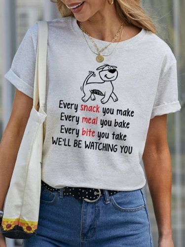 Funny Letter Dog Print Crew Neck T-Shirt