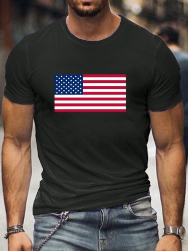 American Flag Print Casual Short sleeve T-shirt