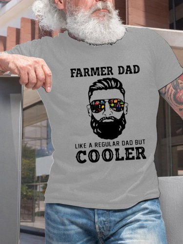 Farmer Dad like a regular Dad but Cooler Short Sleeve Crew Neck Vintage Short Sleeve T-Shirt