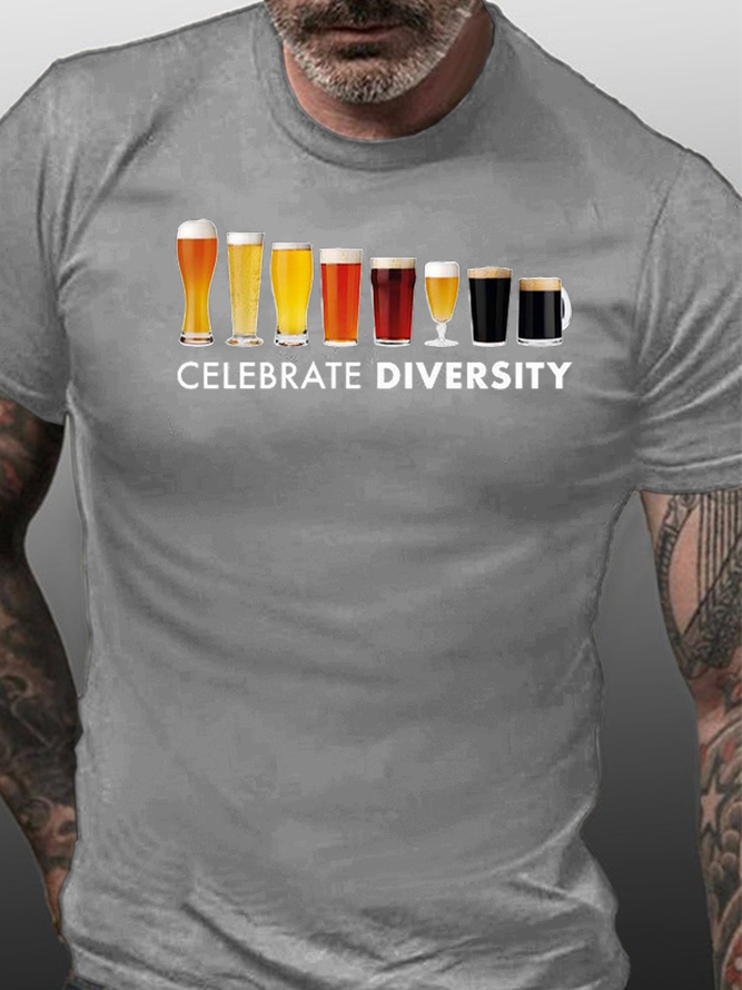 Celebrate Diversity Beer Print Short sleeve T-shirt